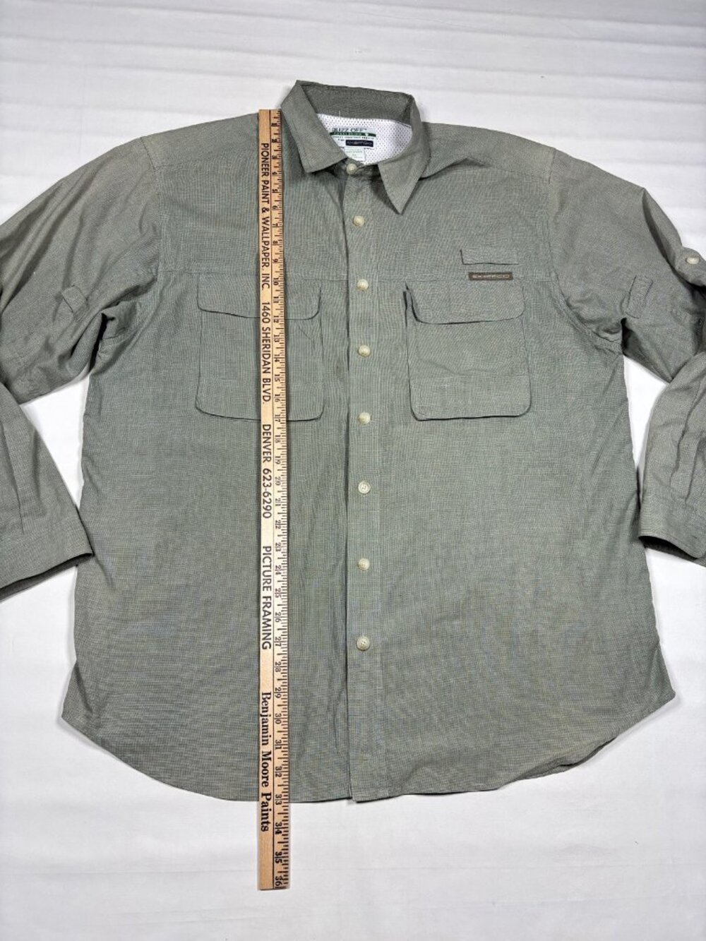ExOfficio Buzz Off Insect Shield Repellent Green Long SleeveButton Shirt Mens XL - Picture 8 of 9